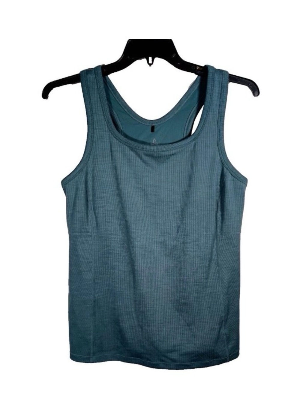 PrAna Becksa Ribbed Racerback Shelf Bra Tank Top - Teal Blue XL